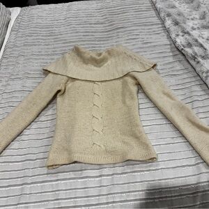 Trina Turk Elegant Cream Cable Knit Sweater